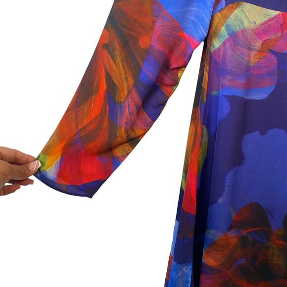 Anthropologie Leifsdottir Women's S Watercolor Silk Colorful Floral  Mini Dress - Picture 4 of 6